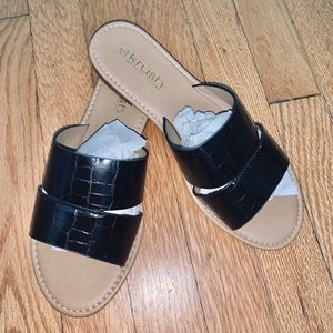 Faux snakeskin sandals